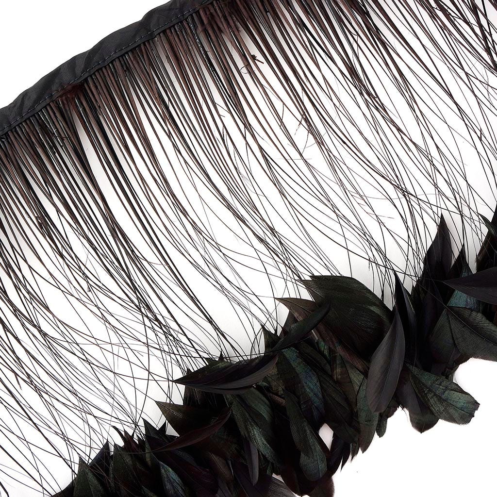 Stripped Bleached Coque Fringe - Brown - Feathers