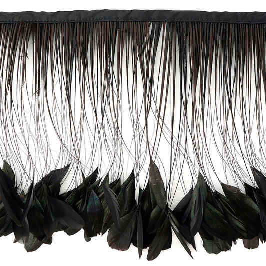 Stripped Bleached Coque Fringe - Brown - Feathers