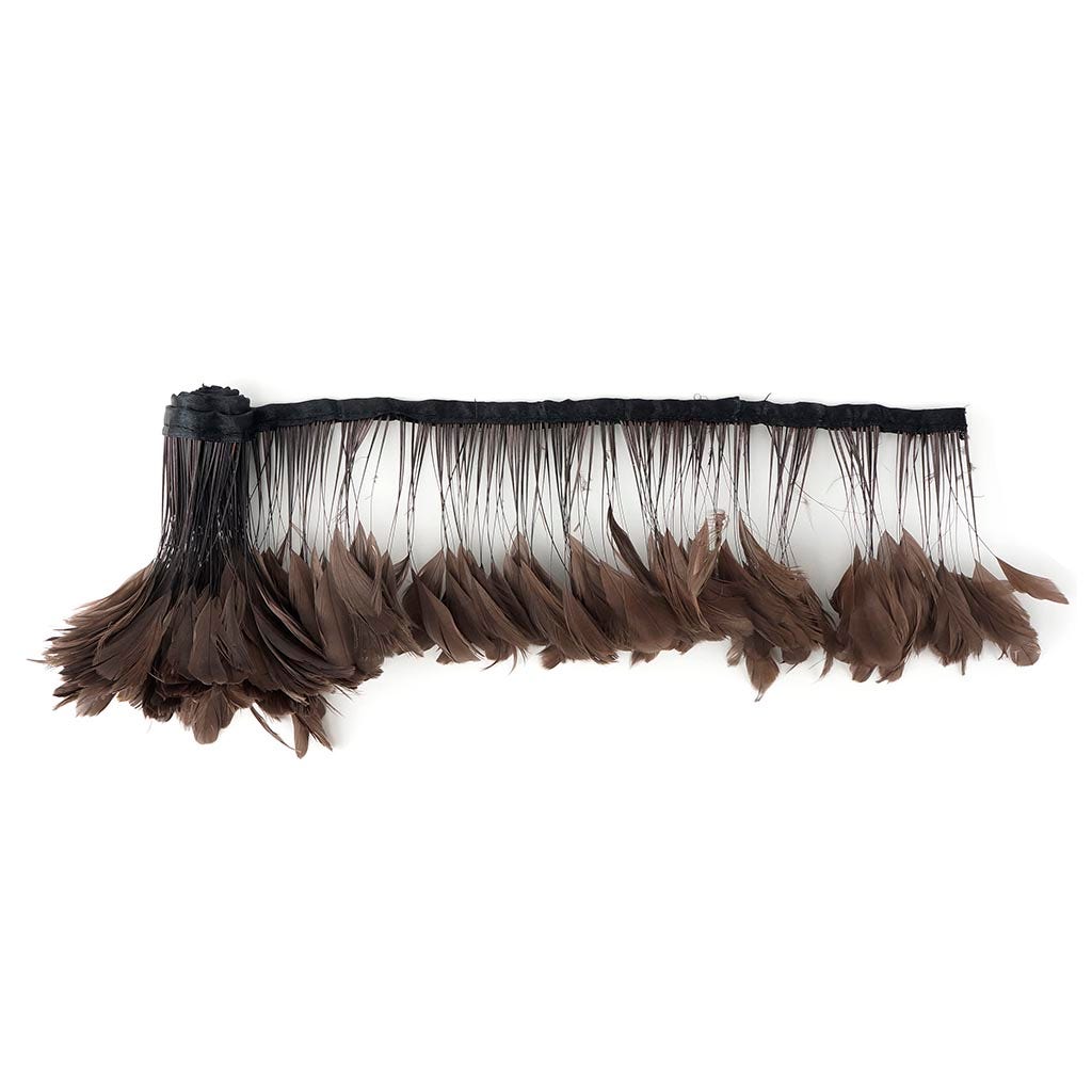 Stripped Bleached Coque Fringe - Brown - Feathers