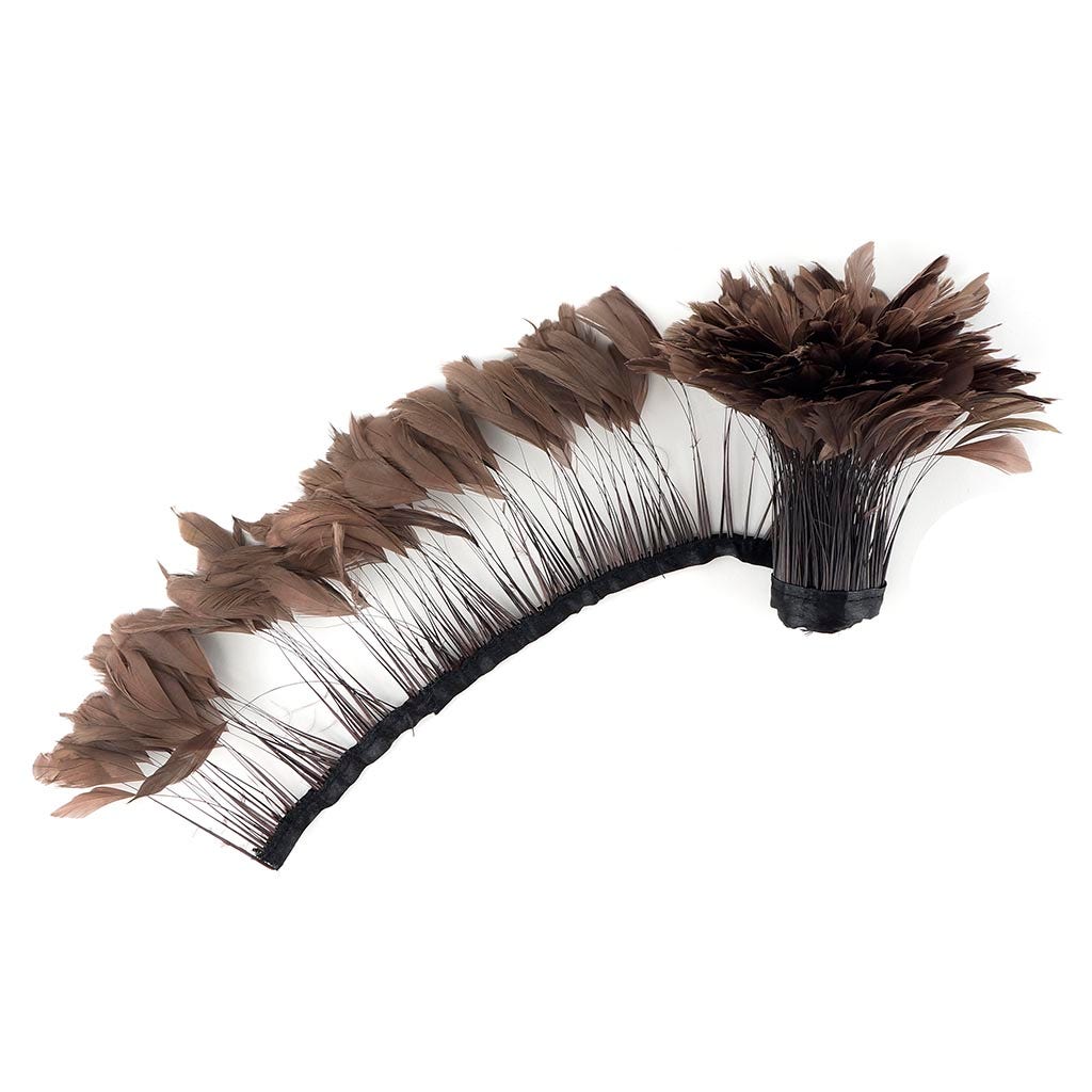 Stripped Bleached Coque Fringe - Brown - Feathers