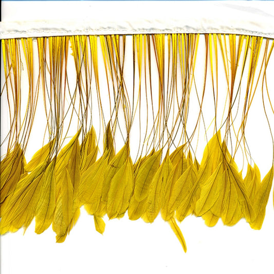 Stripped Bleached Coque Fringe - Gold - Feathers