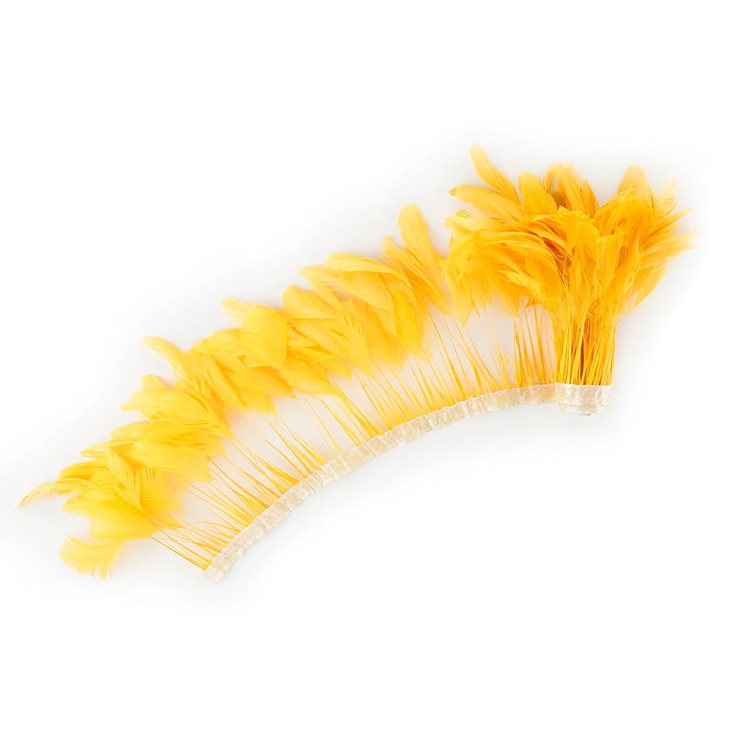 Stripped Bleached Coque Fringe - Gold - Feathers