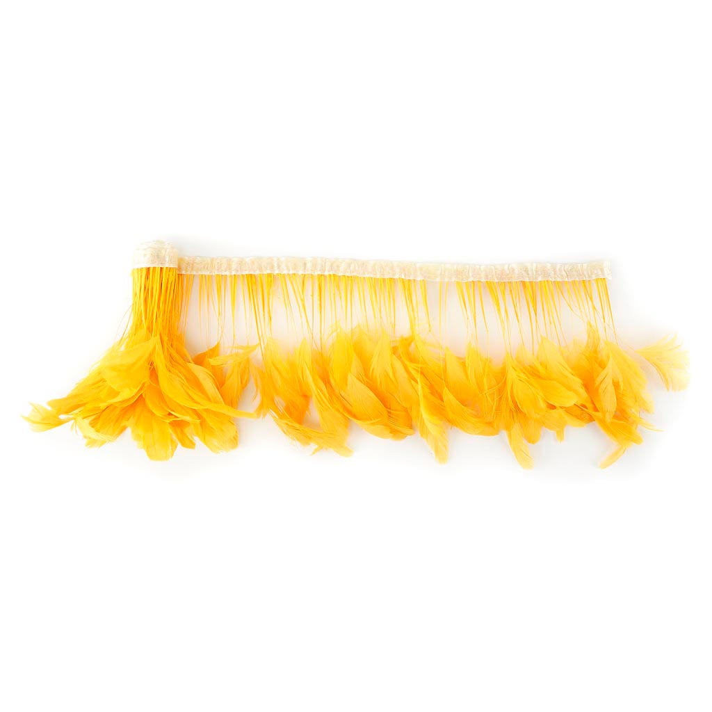 Stripped Bleached Coque Fringe - Gold - Feathers