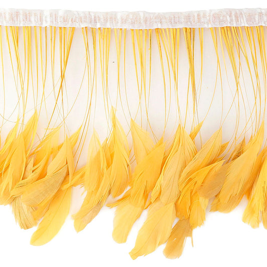 Stripped Bleached Coque Fringe - Gold - Feathers