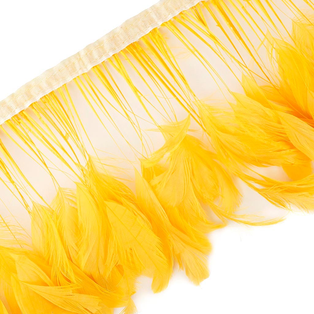 Stripped Bleached Coque Fringe - Gold - Feathers