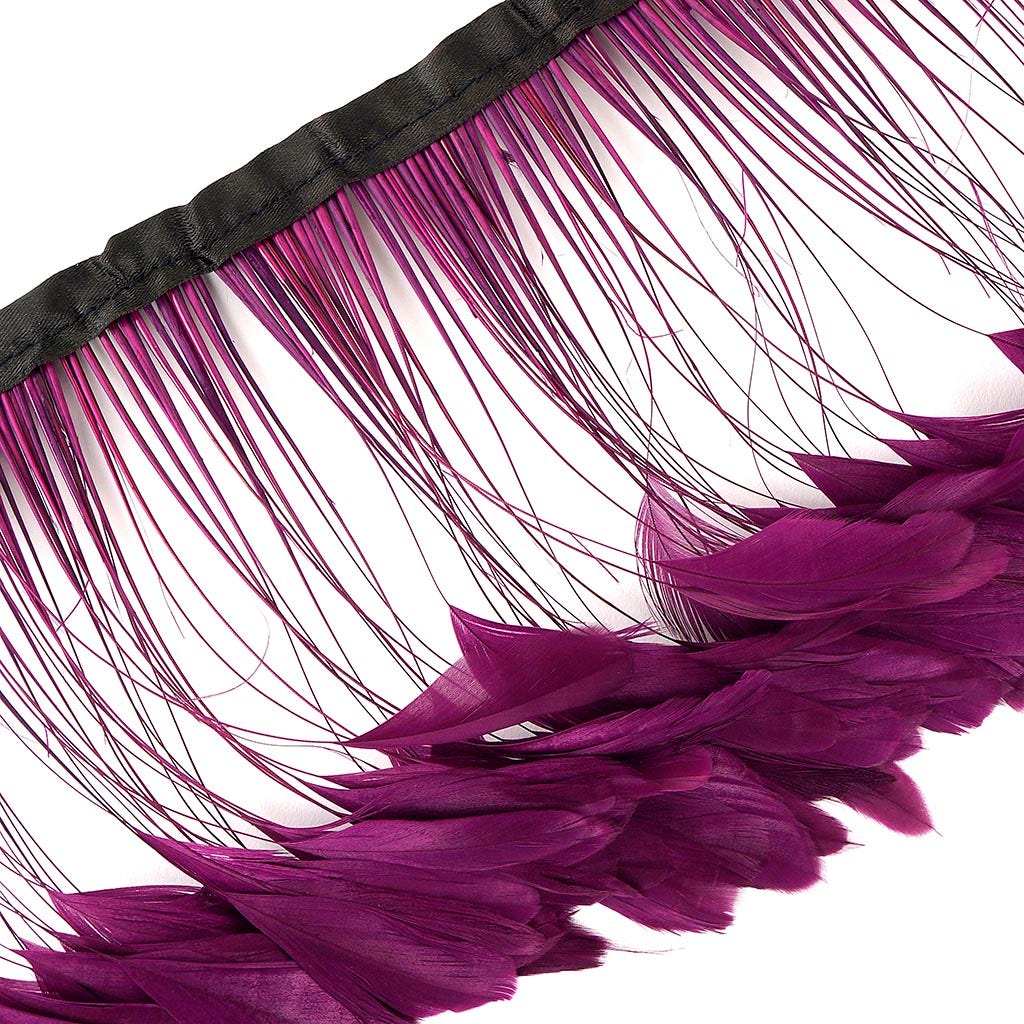 Stripped Bleached Coque Fringe - Purple - Feathers