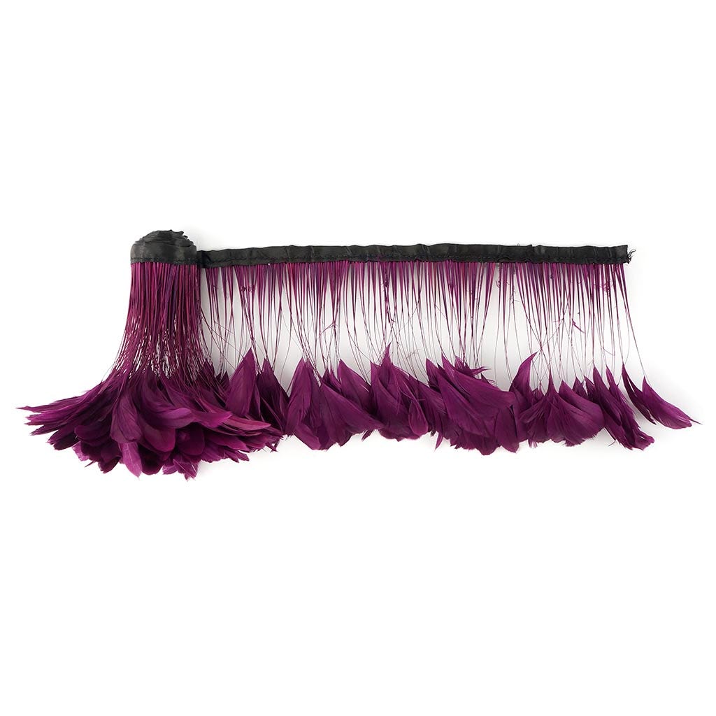 Stripped Bleached Coque Fringe - Purple - Feathers