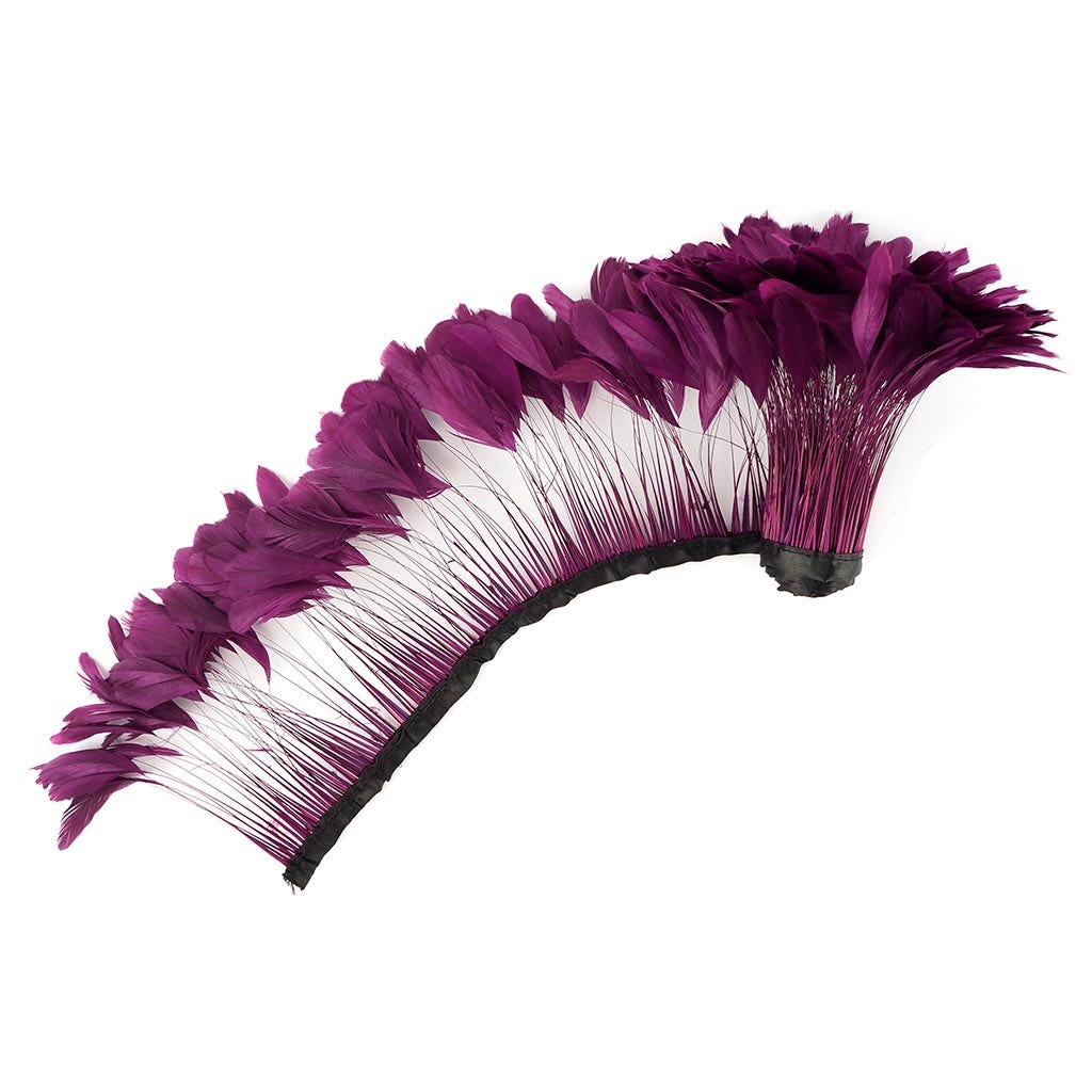 Stripped Bleached Coque Fringe - Purple - Feathers