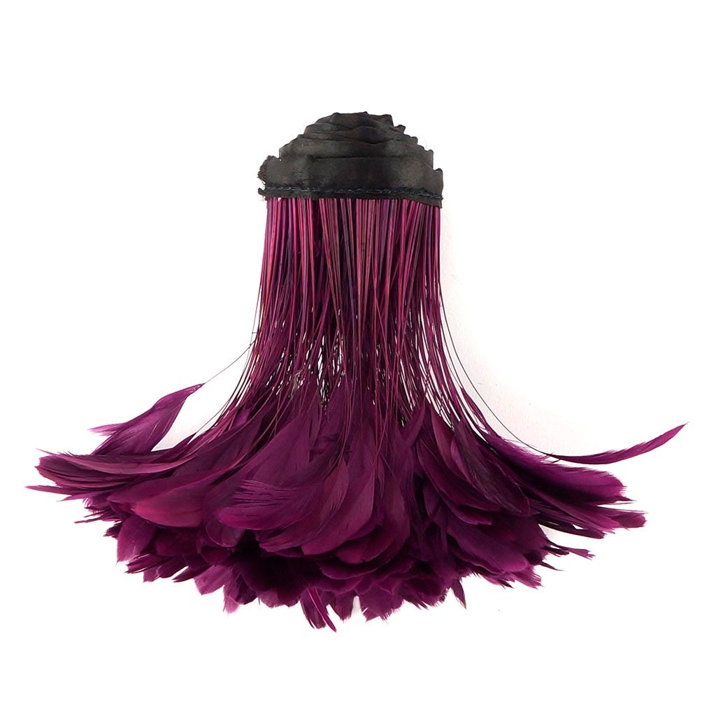 Stripped Bleached Coque Fringe - Purple - Feathers