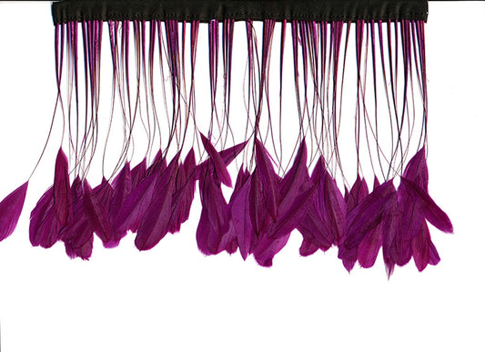 Stripped Bleached Coque Fringe - Purple - Feathers
