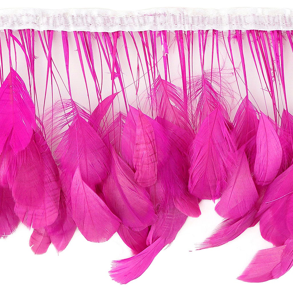 Stripped Bleached Coque Fringe - Shocking Pink - Feathers