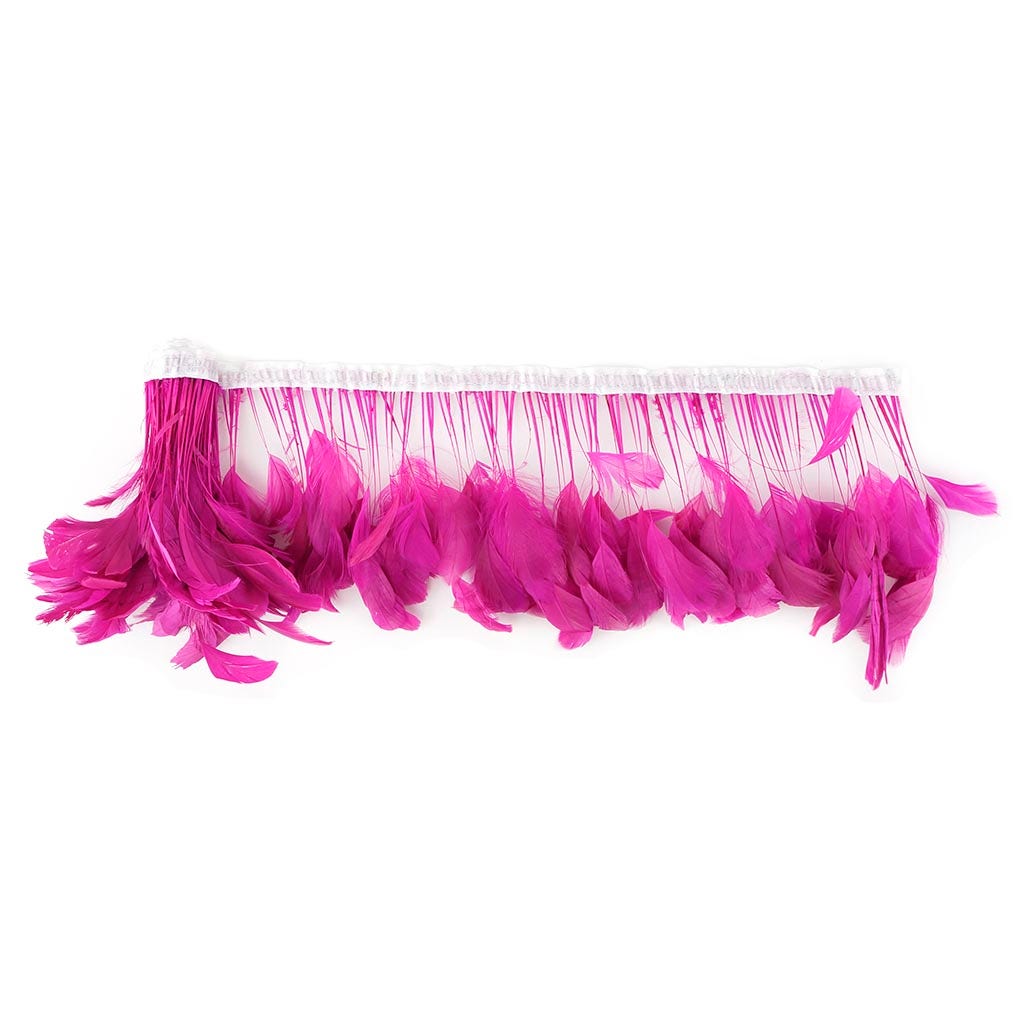 Stripped Bleached Coque Fringe - Shocking Pink - Feathers