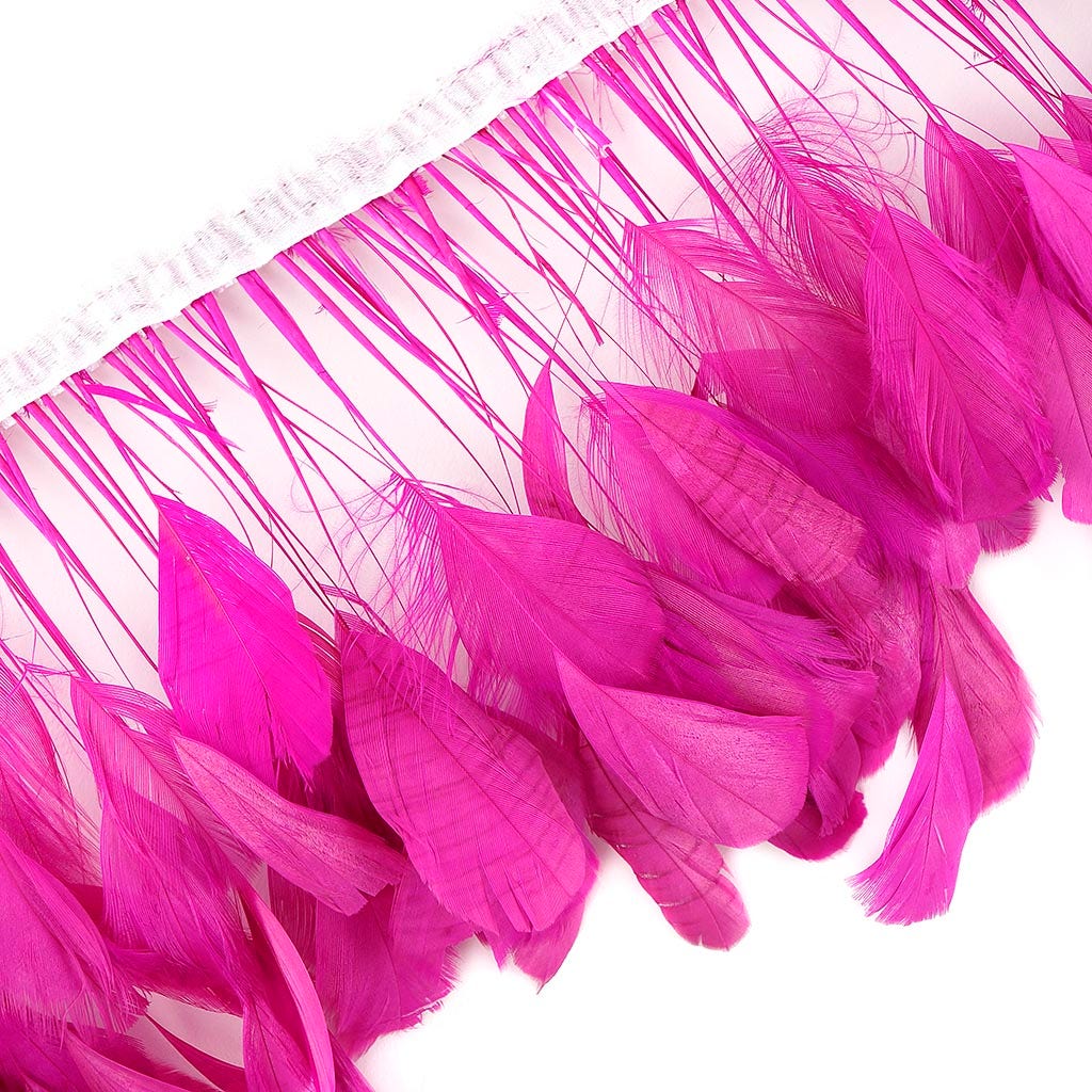 Stripped Bleached Coque Fringe - Shocking Pink - Feathers