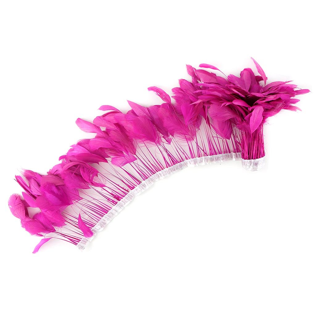 Stripped Bleached Coque Fringe - Shocking Pink - Feathers