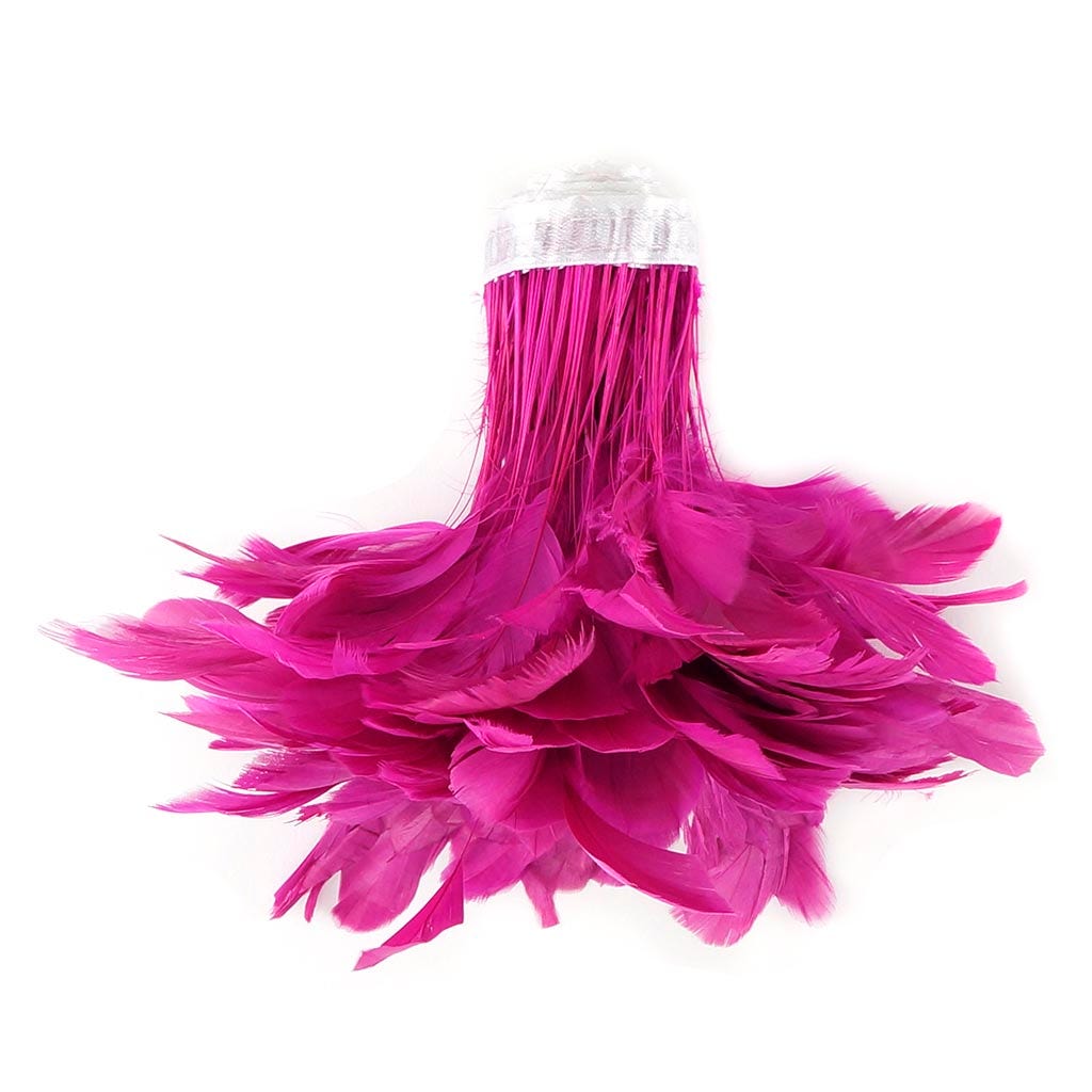 Stripped Bleached Coque Fringe - Shocking Pink - Feathers