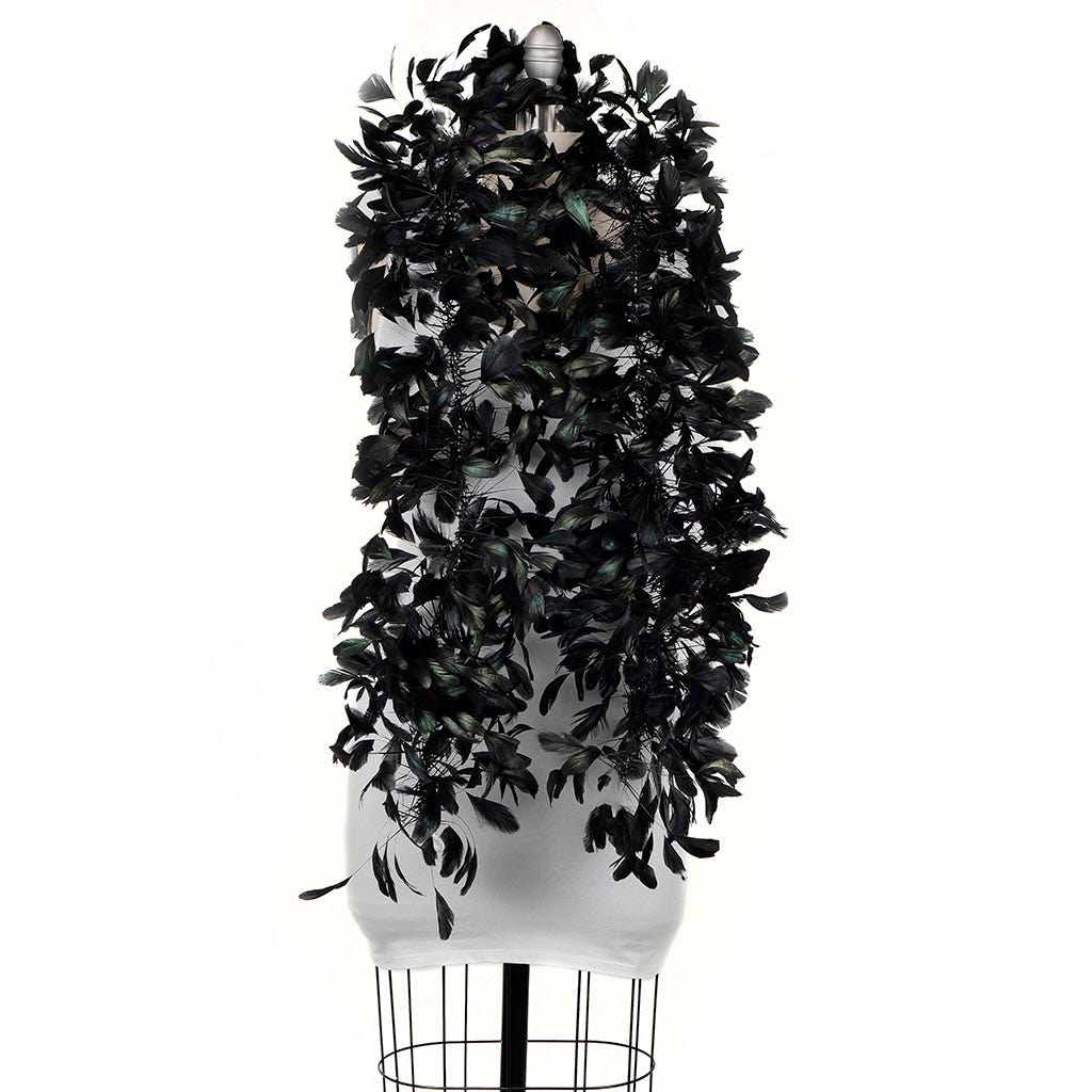 Stripped Coque Feather Boa - Black Iridescent - Coque Boa