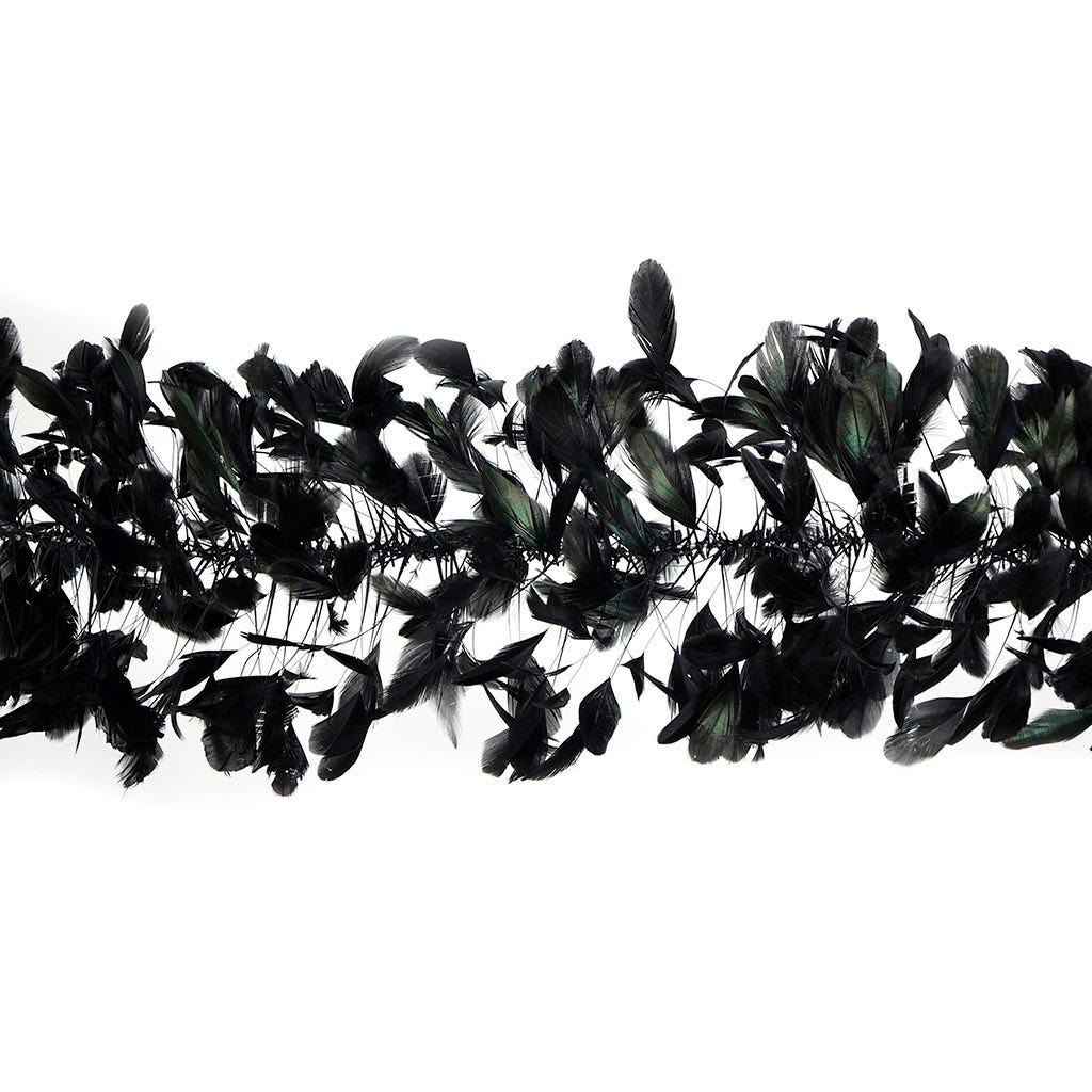 Stripped Coque Feather Boa - Black Iridescent - Coque Boa