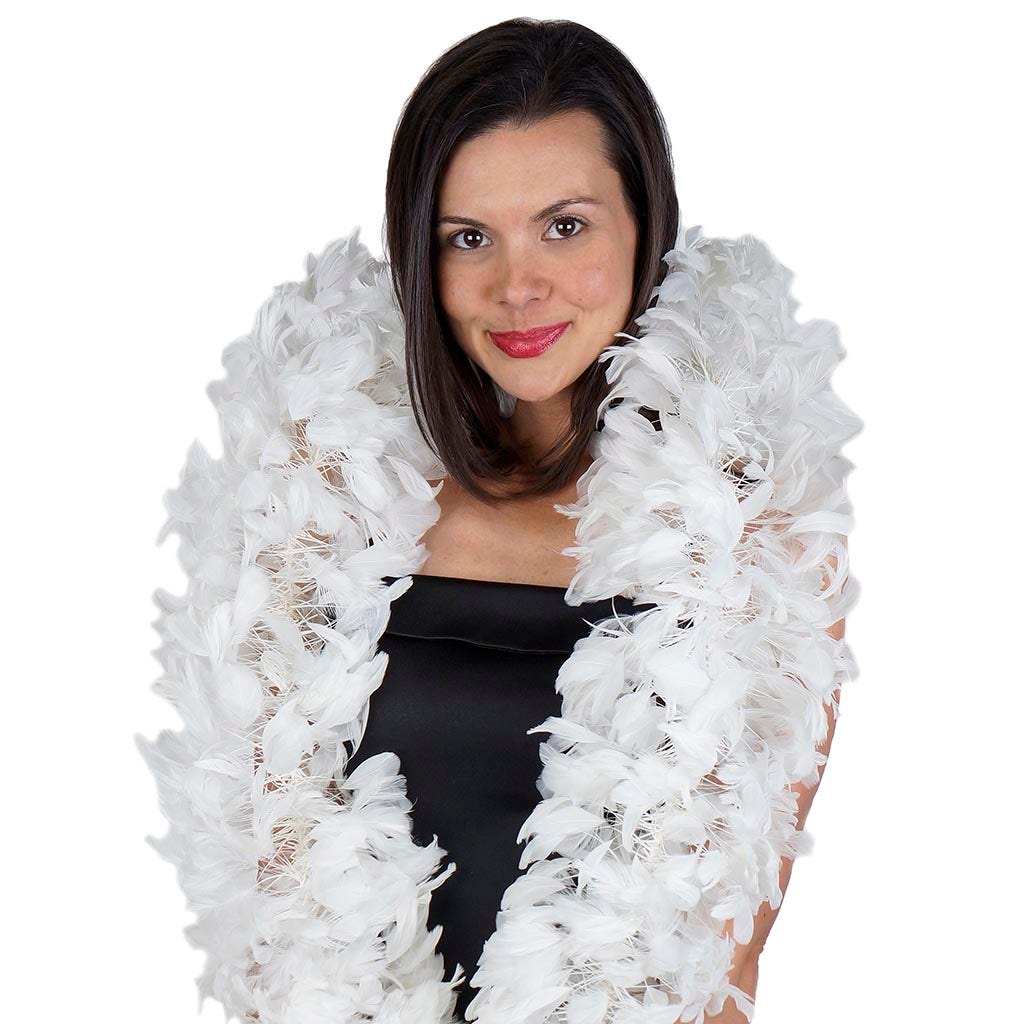 Stripped Coque Feather Boa - White - Coque Boa