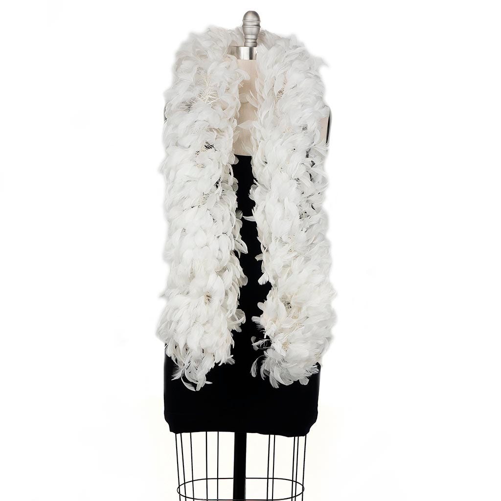 Stripped Coque Feather Boa - White - Coque Boa