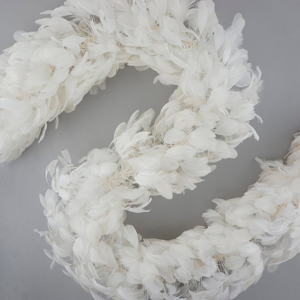 Stripped Coque Feather Boa - White - Coque Boa