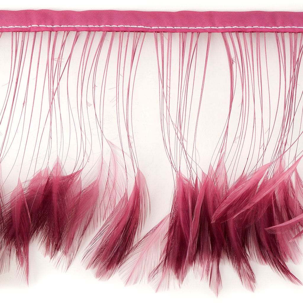 Stripped Hackle Feather Fringe - Dusty Rose - Feathers