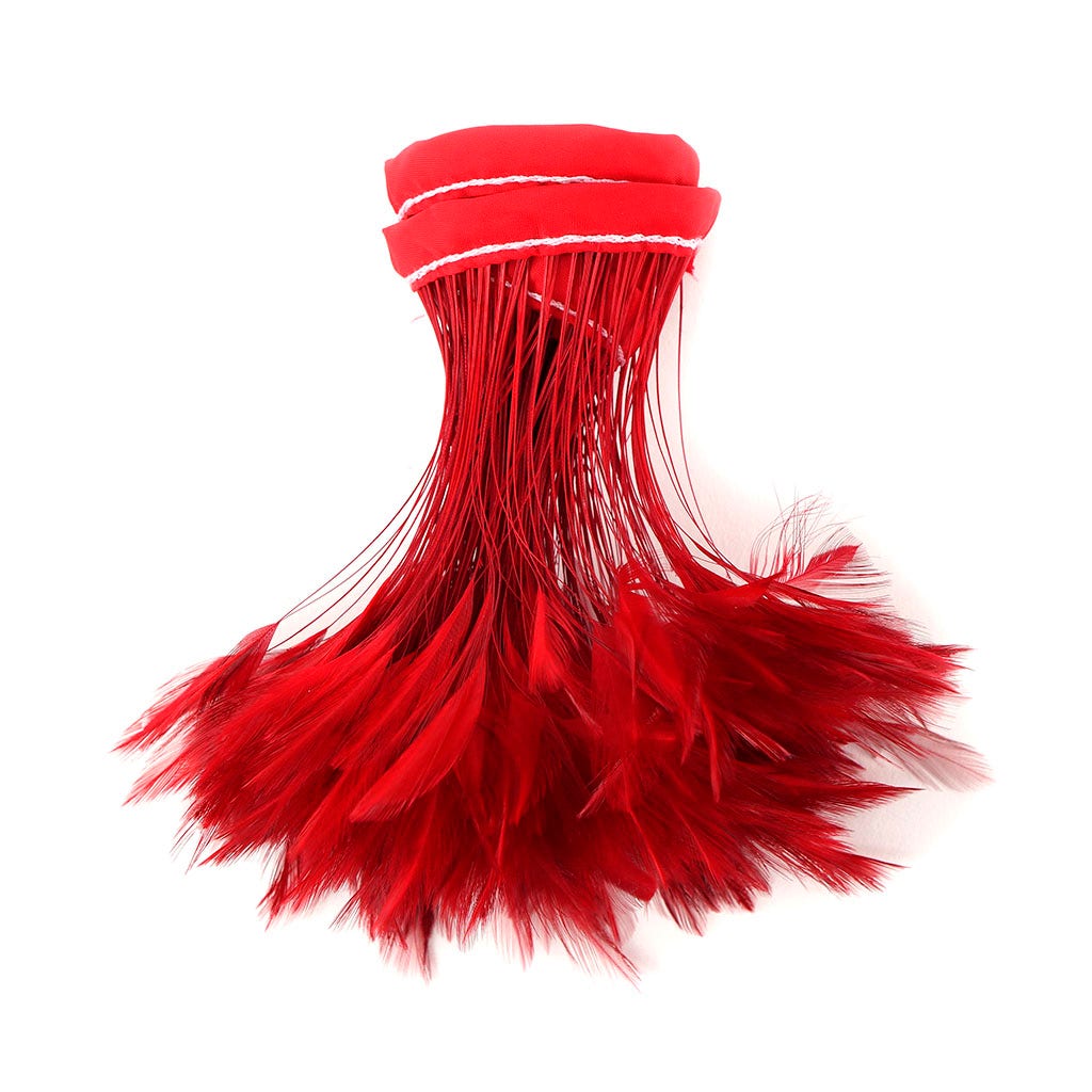 Stripped Hackle Feather Fringe - Red - Feathers