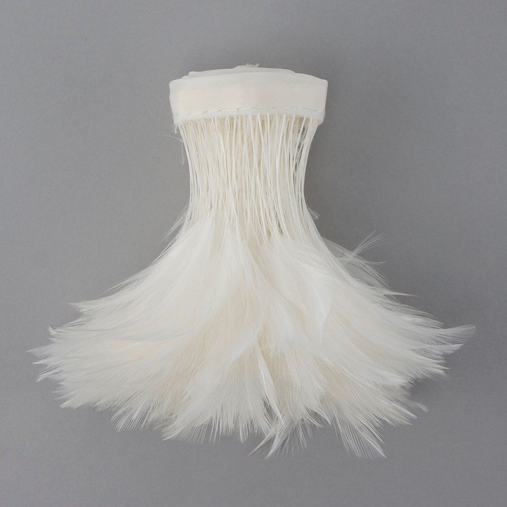 Stripped Hackle Feather Fringe - White - Feathers