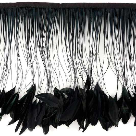 Stripped Iridescent Coque Fringe - Black/Iridescent - Feathers