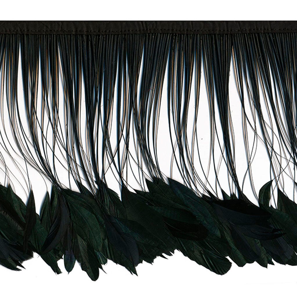 Stripped Iridescent Coque Fringe - Black/Iridescent - Feathers