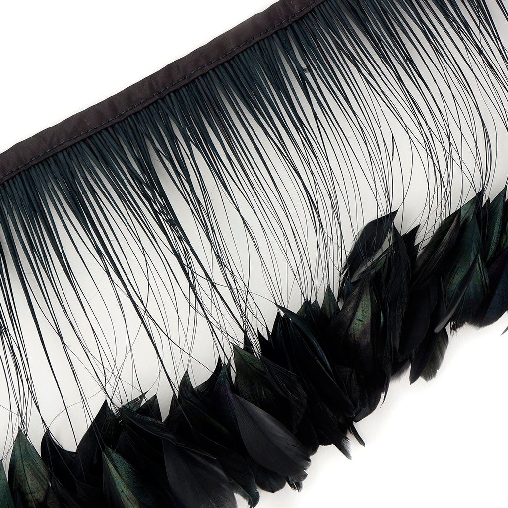 Stripped Iridescent Coque Fringe - Black/Iridescent - Feathers