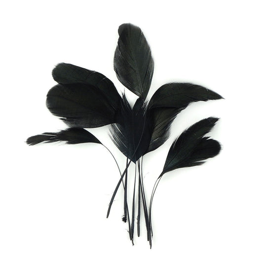 Stripped Iridescent Coque Loose Feathers - Black - Feathers