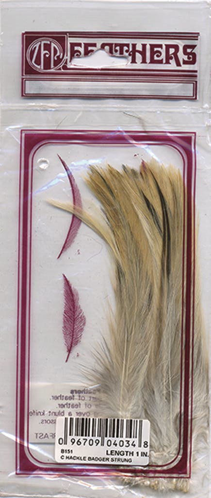 Strung Rooster Badger Hackle - Natural - Feathers