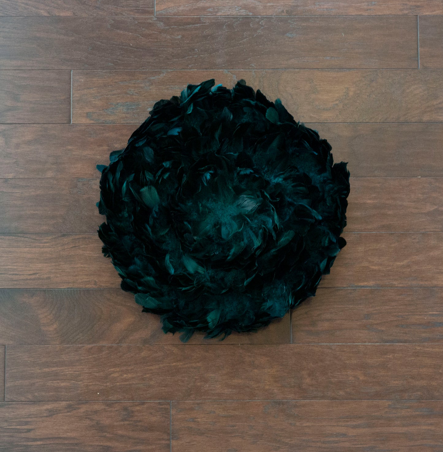Juju Hat Nagoire Feather Wall Art 16 inch Wood Base   24-26 inch DIA --Teal