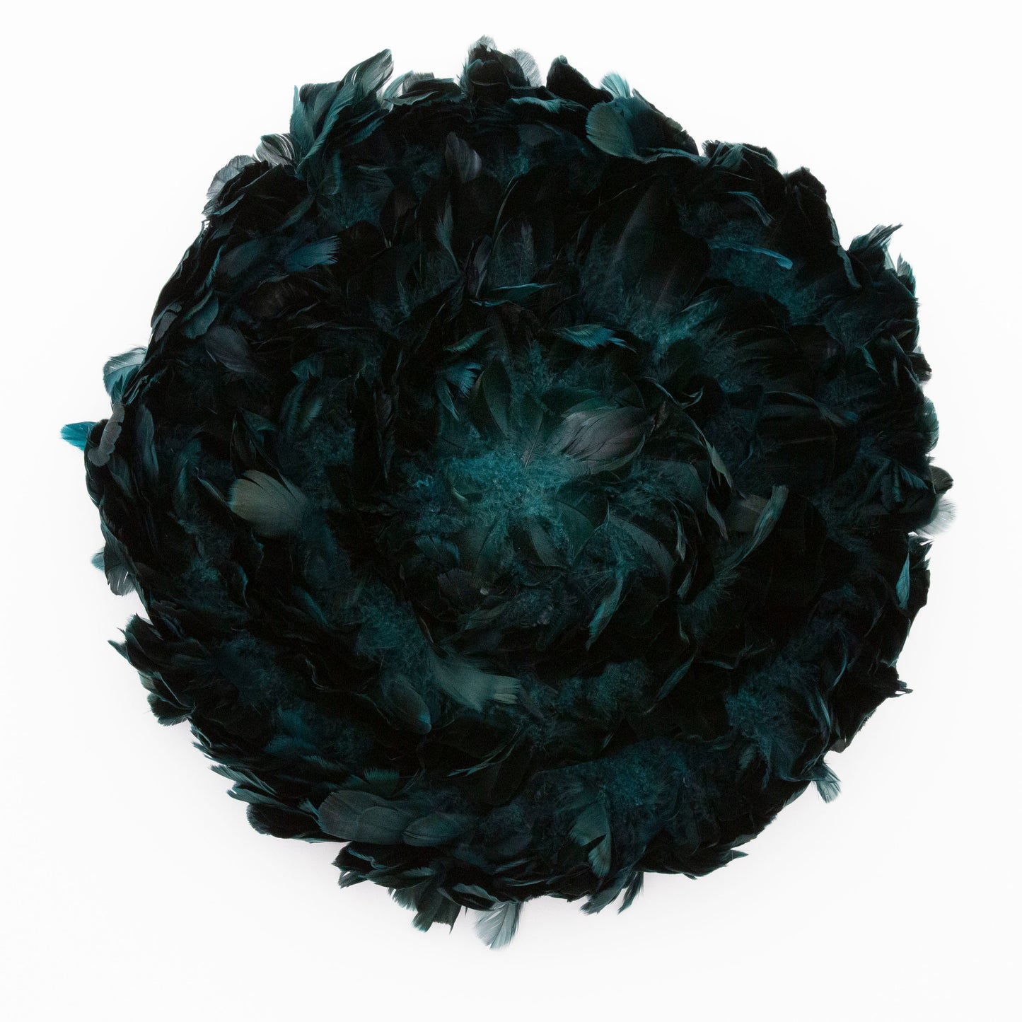Juju Hat Nagoire Feather Wall Art 16 inch Wood Base   24-26 inch DIA --Teal
