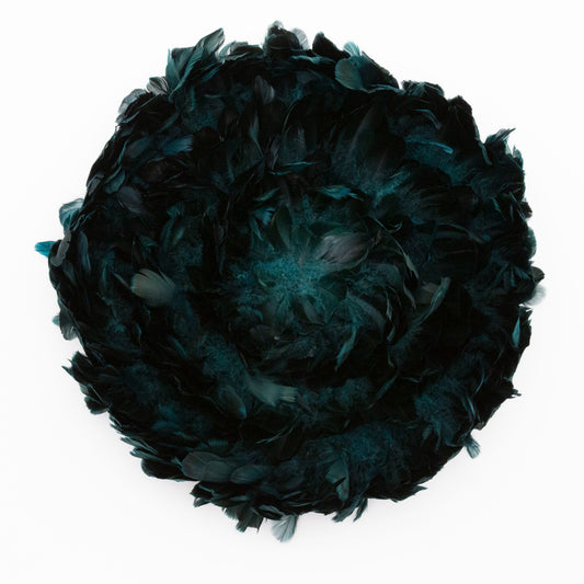 Juju Hat Nagoire Feather Wall Art 16 inch Wood Base   24-26 inch DIA --Teal