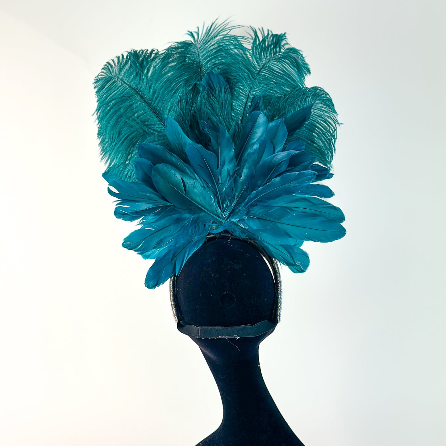 Ginger Showgirl Teal Feather Headpiece