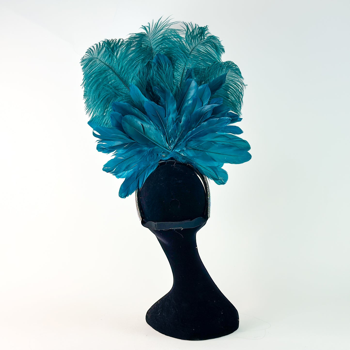 Ginger Showgirl Teal Feather Headpiece