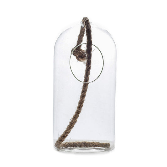 Terrarium Vase With Rope 10.5’’ - Clear - Feathers