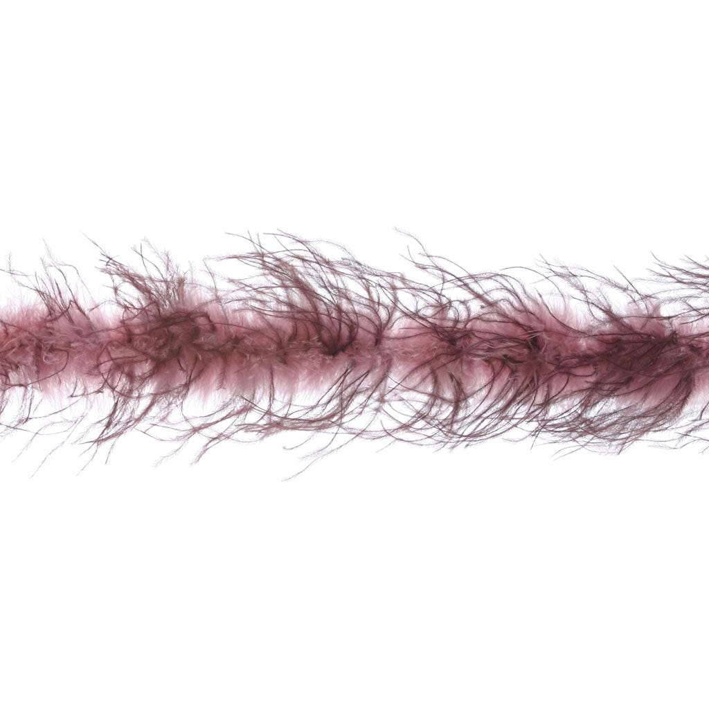 Thin Marabou Feather Boa with Ostrich - Dusty Rose/Burgundy - Marabou Boa