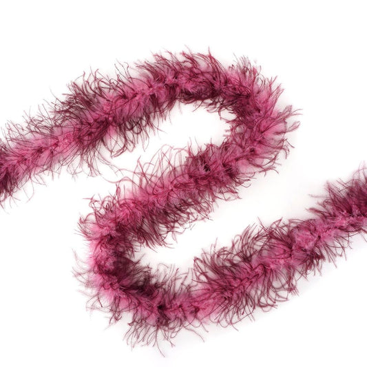 Thin Marabou Feather Boa with Ostrich - Dusty Rose/Burgundy - Marabou Boa