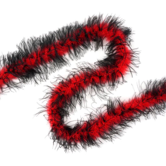 Thin Marabou Feather Boa with Ostrich - Red/Black - Marabou Boa