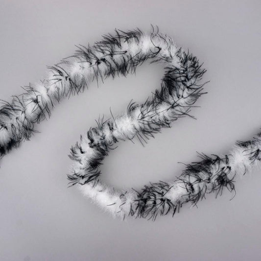 Thin Marabou Feather Boa with Ostrich - White/Black - Marabou Boa