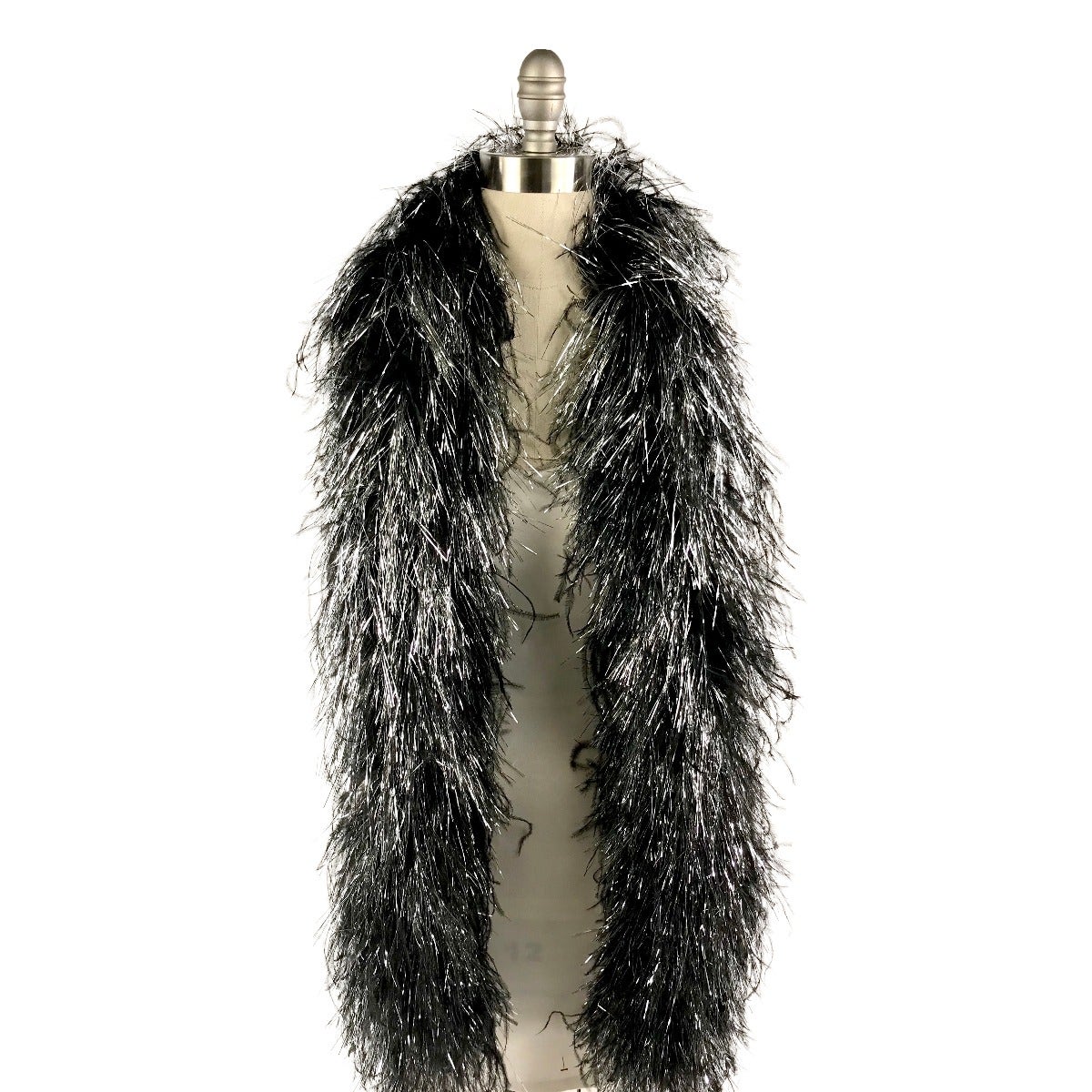 Three Ply Ostrich Feather Boa with Lurex - Black / Silver Lurex - Ostrich Boa