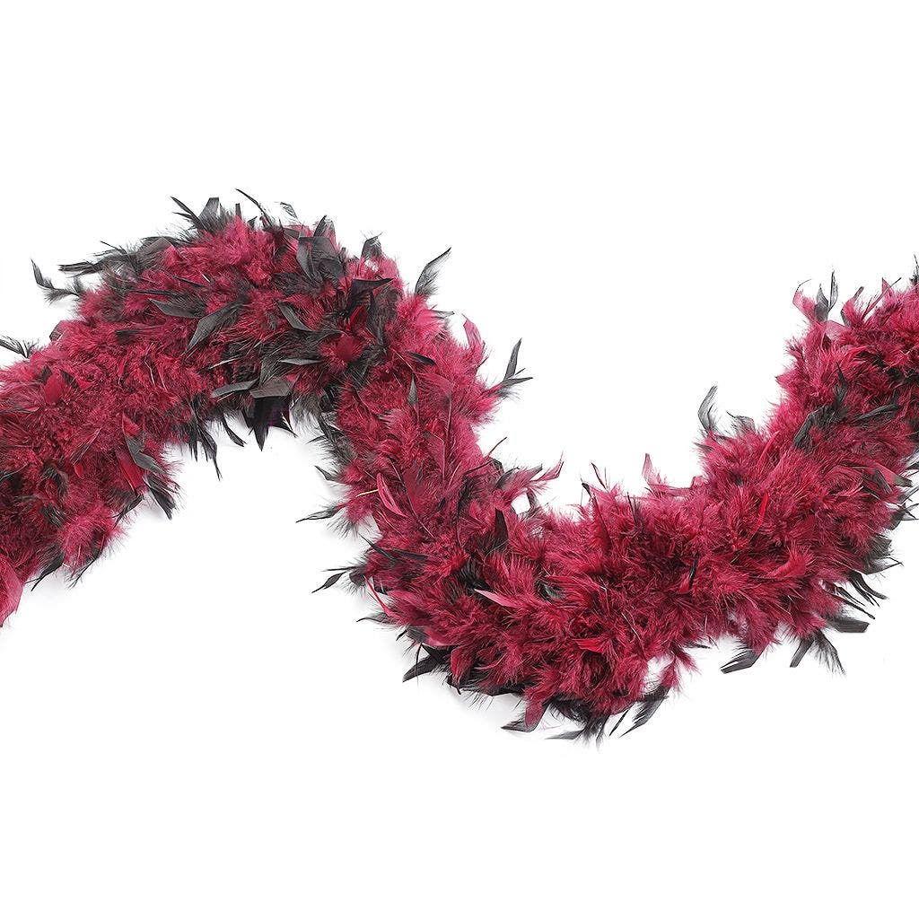 Tipped Chandelle Feather Boa - Heavyweight - Burgundy/Black - Chandelle Boa