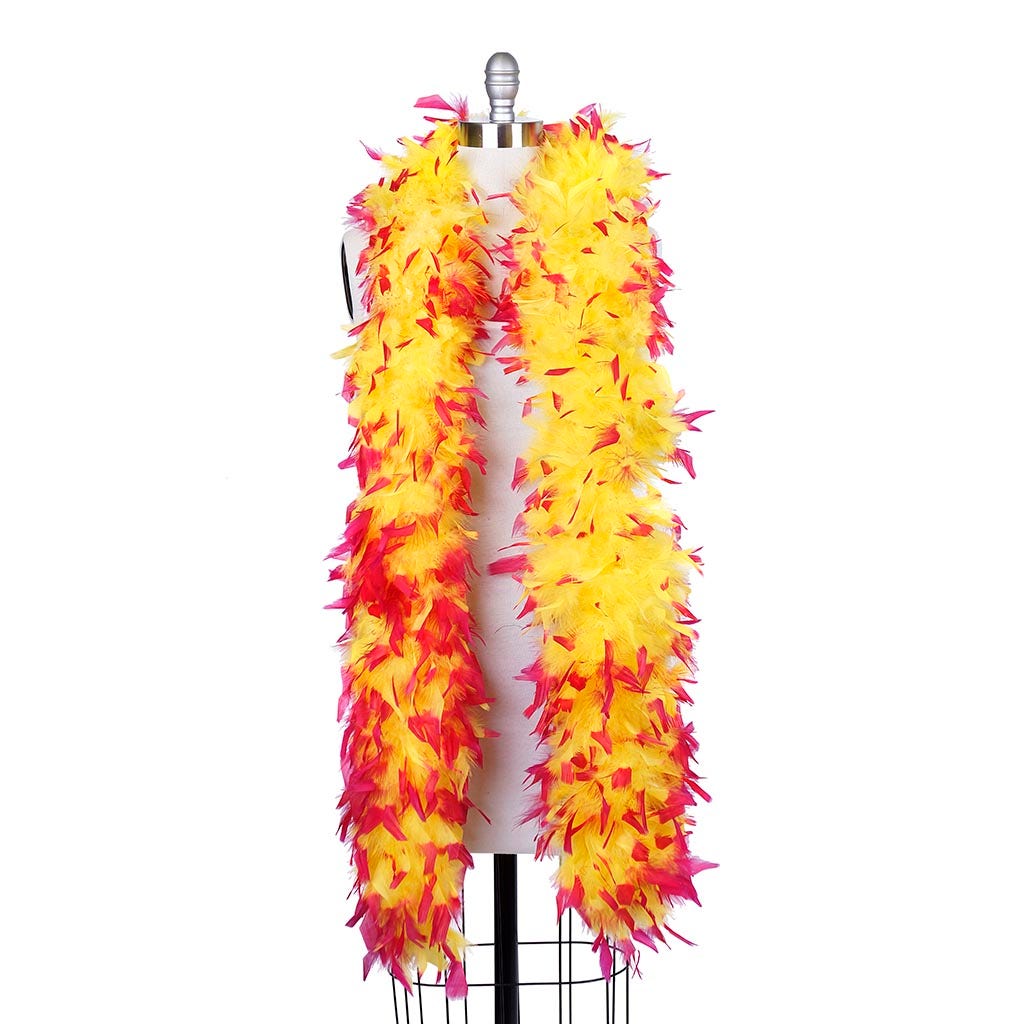 Tipped Chandelle Feather Boa - Heavyweight - Fluoresent Yellow/Shocking Pink - Chandelle Boa