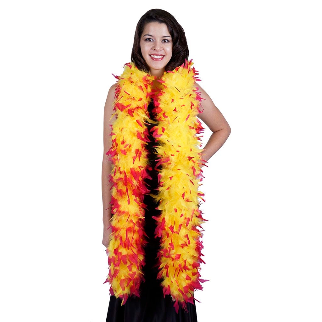 Tipped Chandelle Feather Boa - Heavyweight - Fluoresent Yellow/Shocking Pink - Chandelle Boa