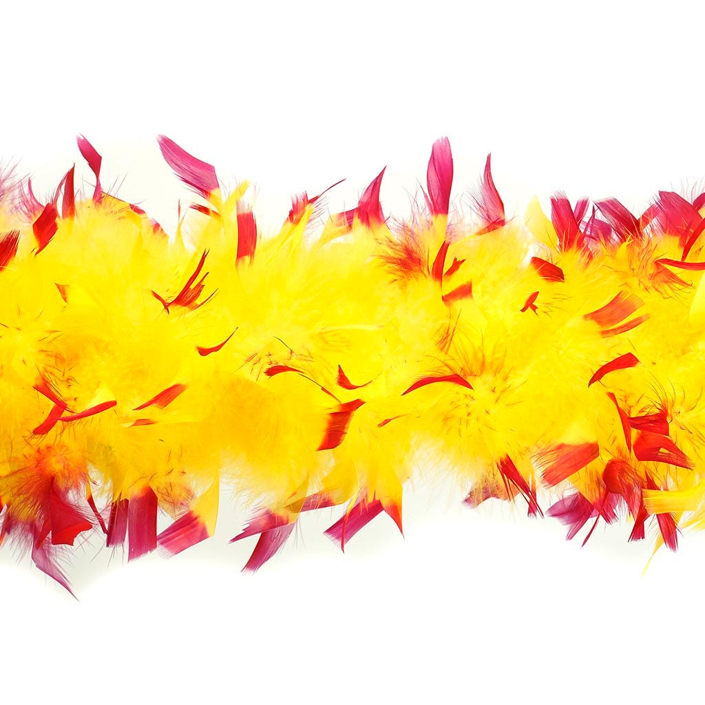 Tipped Chandelle Feather Boa - Heavyweight - Fluoresent Yellow/Shocking Pink - Chandelle Boa