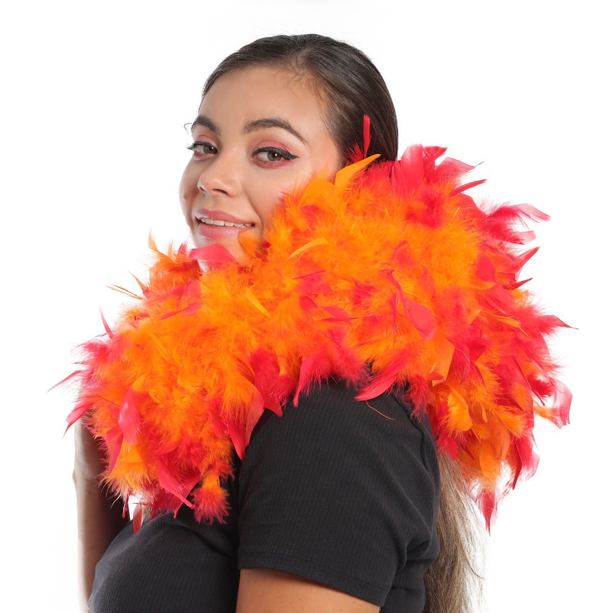 Tipped Chandelle Feather Boa - Heavyweight - Orange/Shocking Pink - Chandelle Boa