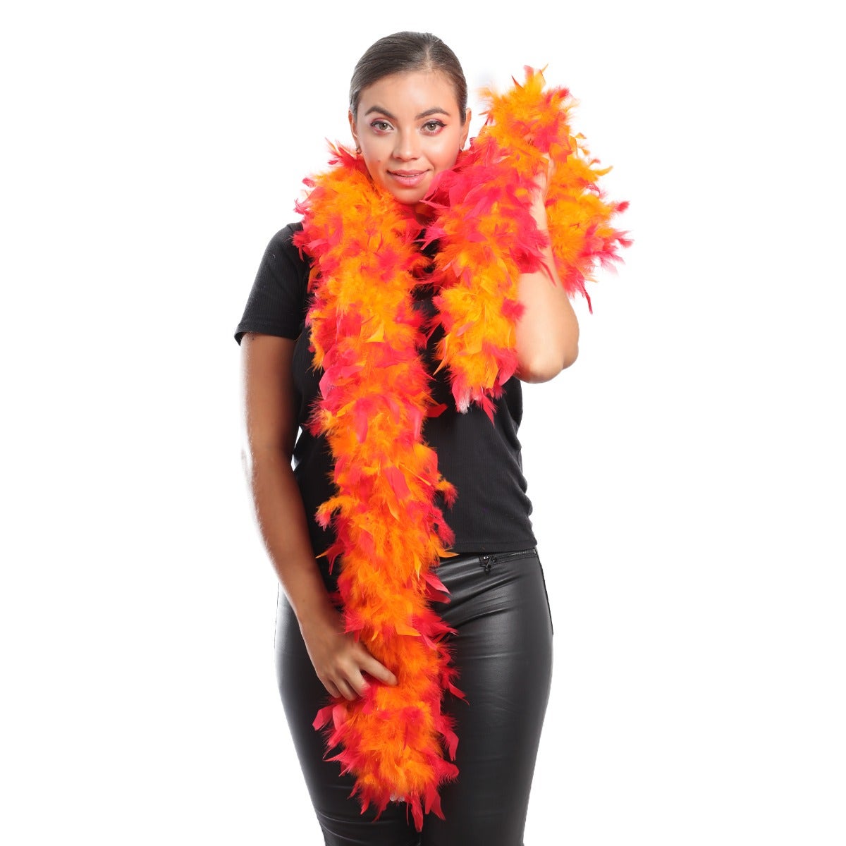 Tipped Chandelle Feather Boa - Heavyweight - Orange/Shocking Pink - Chandelle Boa