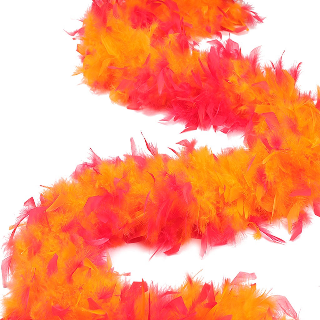 Tipped Chandelle Feather Boa - Heavyweight - Orange/Shocking Pink - Chandelle Boa